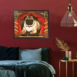 «Nabokov's Pug, 2006» в интерьере спальни с акцентной стеной