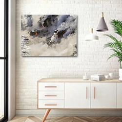 «Вода и лава» в интерьере комнаты в скандинавском стиле над тумбой