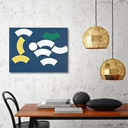 «Composition with Circle and Circle Segments» в интерьере кухни в стиле минимализм над столом