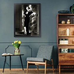 «Crawford, Joan 24» в интерьере гостиной в стиле ретро в серых тонах