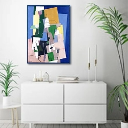 «Cubist Composition» в интерьере светлой минималистичной гостиной над комодом