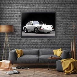«Porsche 911 (901)» в интерьере в стиле лофт над диваном