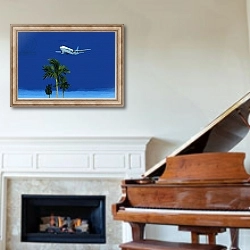 «Airplane and palm tree» в интерьере классической гостиной над камином