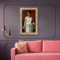 «Grecian Youth» в интерьере гостиной с розовым диваном