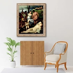 «The Andrians, c.1523-4 2» в интерьере в классическом стиле над комодом
