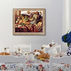 «Натюрморт с ананасами» в интерьере кухни в стиле прованс над столом с завтраком