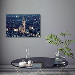 «Франция, Лилль. Aerial view of Lille» в интерьере современной гостиной в серых тонах