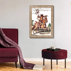 «Harlequin on Horseback» в интерьере гостиной в бордовых тонах