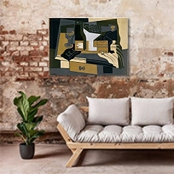 «Coffee Grinder» в интерьере гостиной в стиле лофт над диваном