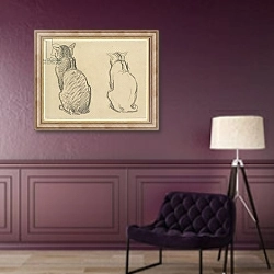 «Two Studies of a Cat» в интерьере в классическом стиле в фиолетовых тонах