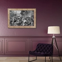 «Les Halles, 1895» в интерьере в классическом стиле в фиолетовых тонах
