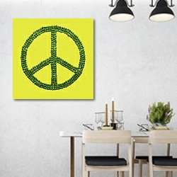 «Символ мира из зеленого горошка» в интерьере современной столовой над обеденным столом