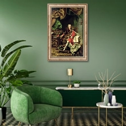 «Emperor Charles VI, c.1730,» в интерьере гостиной в зеленых тонах