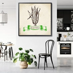 «Иллюстрация с кукурузой» в интерьере современной светлой кухни