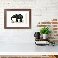 «Портрет темно-серого слона» в интерьере кабинета с кирпичной стеной