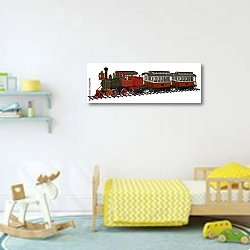 «Красные паровой поезд» в интерьере детской комнаты для мальчика с игрушками