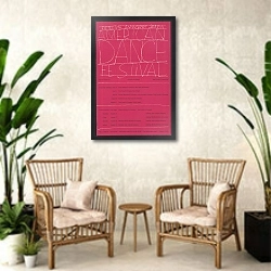 «Fifteenth anniversary season, American dance festival» в интерьере комнаты в стиле ретро с плетеными креслами