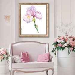 «Бледно-розовый ирис» в интерьере гостиной в стиле прованс над диваном