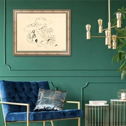 «Petites mouettes dans l’eau.» в интерьере в классическом стиле с зеленой стеной