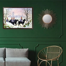«The Household Cavalry, 2005» в интерьере классической гостиной с зеленой стеной над диваном