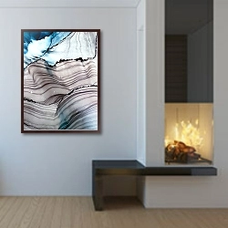 «Абстракция Ветер 5» в интерьере в стиле минимализм у камина