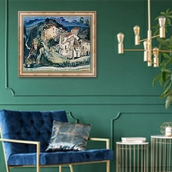 «View of Cagnes, c.1924-25» в интерьере в классическом стиле с зеленой стеной