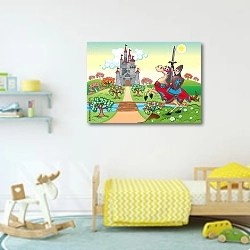 «Рыцарь и его замок» в интерьере детской комнаты для мальчика с игрушками