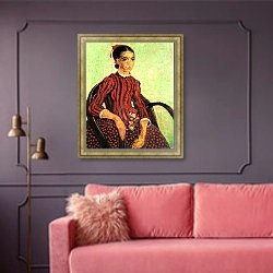«La Mousme (сидящая)» в интерьере гостиной с розовым диваном