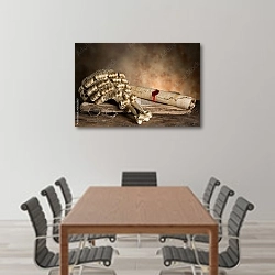 «Судейский парик и древние свитки» в интерьере конференц-зала над столом для переговоров