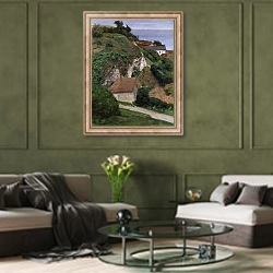 «Дом на утесе рядом с Фекампом» в интерьере гостиной в оливковых тонах