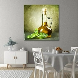 «Бутылочка оливкового масла с листочком мяты» в интерьере современной столовой