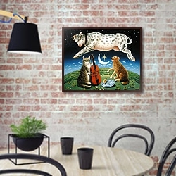 «The Cat and the Fiddle, 2004» в интерьере кухни в стиле лофт с кирпичной стеной