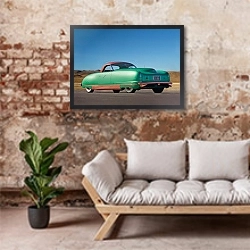 «Chrysler Thunderbolt Concept Car '1940» в интерьере гостиной в стиле лофт над диваном