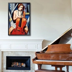 «Woman with Cello» в интерьере классической гостиной над камином