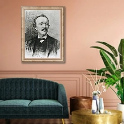 «Portrait of Heinrich Schliemann» в интерьере классической гостиной над диваном