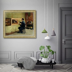 «Charles Philippe Gevens, father-in-law of the artist, painting in his studio 21, avenue d'Eylau» в интерьере коридора в классическом стиле