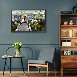 «Vorontsov Palace, Alupka, Crimea» в интерьере гостиной в стиле ретро в серых тонах