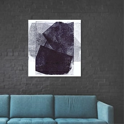 «Оттиски, абстракция» в интерьере в стиле лофт с черной кирпичной стеной