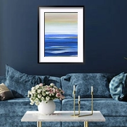 «Skyline. Horizon 4» в интерьере современной гостиной в синем цвете