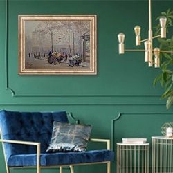 «Рынок в Париже» в интерьере в классическом стиле с зеленой стеной