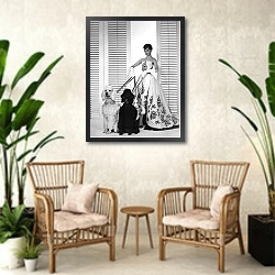 «Хепберн Одри 84» в интерьере комнаты в стиле ретро с плетеными креслами