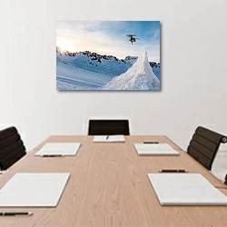 «Лыжник в прыжке с переворотом» в интерьере офиса над переговорным столом