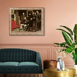 «Studio at Batignolles, 1870» в интерьере классической гостиной над диваном