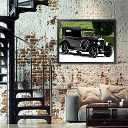 «Peugeot 177 Torpedo '1923–29» в интерьере двухярусной гостиной в стиле лофт с кирпичной стеной