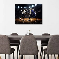 «Два баскетболиста на стадионе» в интерьере переговорной комнаты в офисе