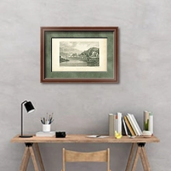 «Tintern, Monmouthshire 1» в интерьере кабинета с серыми стенами над столом