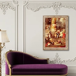 «Triptych of the Temptation of St. Anthony, detail of the lower right hand side» в интерьере в классическом стиле над банкеткой