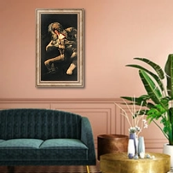 «Saturn Devouring one of his Sons, 1821-23» в интерьере классической гостиной над диваном