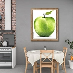 «Зеленое нарисованные яблоко» в интерьере кухни над обеденным столом