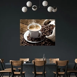 «Кофе 5» в интерьере столовой с черными стенами
